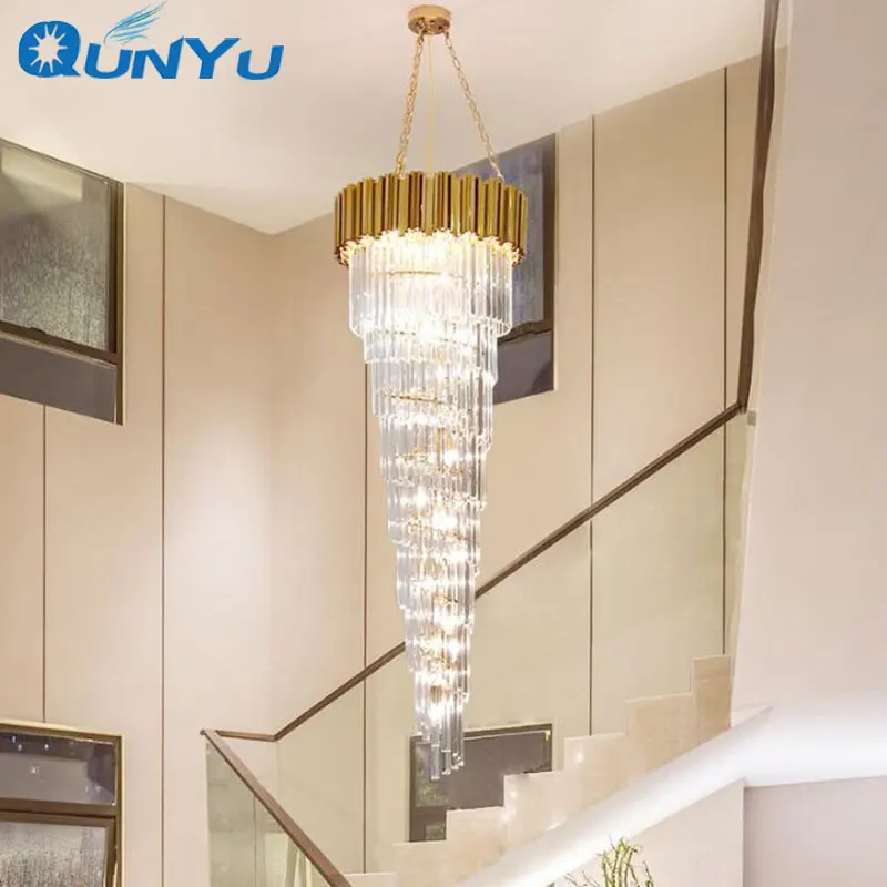 Лестница длинная люстра вилла комплекс современный простой вращающийся