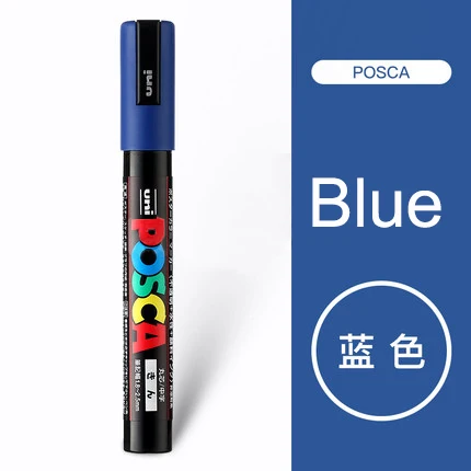 Blue 1Pcs Uni Posca PC-5M маркеры для рисования Средний наконечник 1,8 мм-2,5 мм 17 цветов для школы, офиса, художественные маркеры японские товары для рукоделия 1 шт - Цвет: Blue 1Pcs