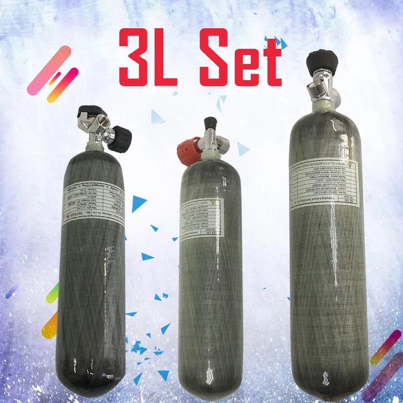 Acecare 3L Hpa Air Tank Pcp Condor Valve Fiber Oxygen Gas Cylinder Rifle Pcp Adapter For Cylinder Diving Set Underwater Airgun