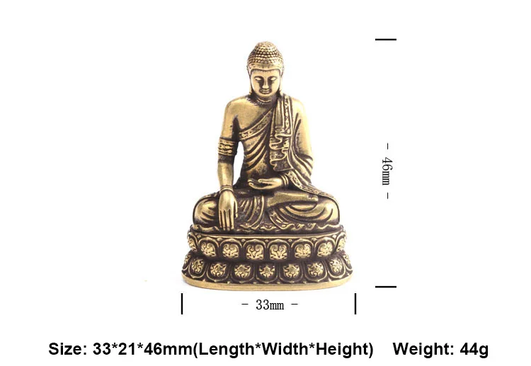Retro Brass Buddha Sakyamuni Statue Mini Portable Pocket Sitting Buddha Sculpture Home Decor Office Desk Decorations Ornaments