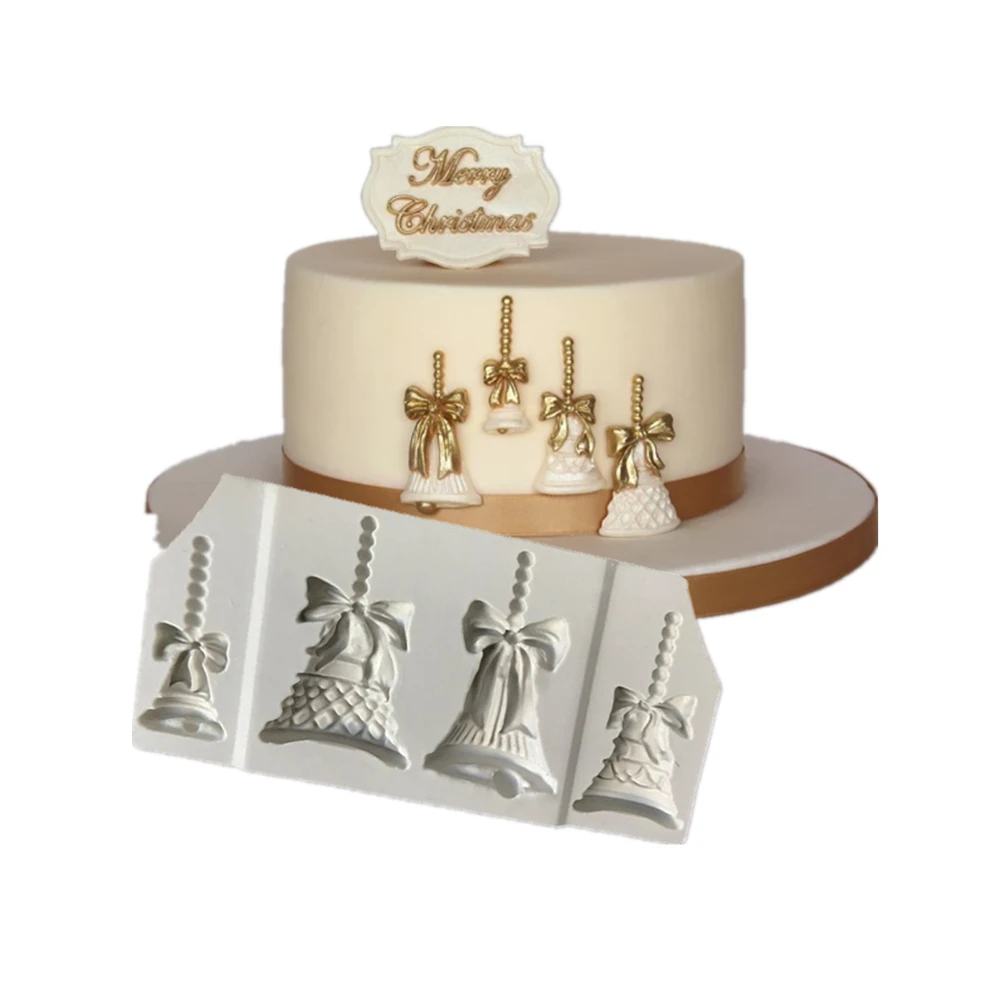 

1 pcs Christmas Bells Cake Molds Silicone Fondant Molds Cake Decoration Tools Christmas Kitchen Baking Accessories AD065
