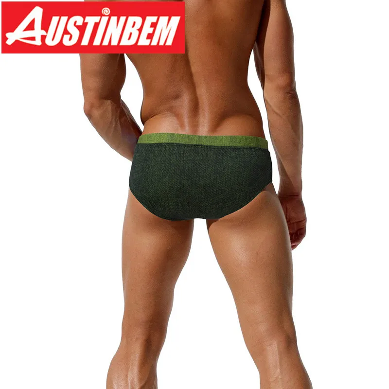 Мужские плавки боксеры Austinbem однотонные с низкой талией для плавания