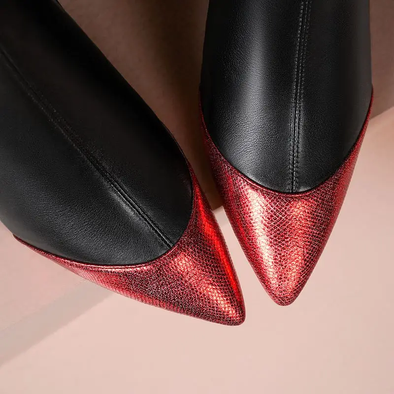 

ALLBITEFO size 34-41 mixed colors natural genuine leather women boots winter fashion party wedding shoes women heels ankle boots