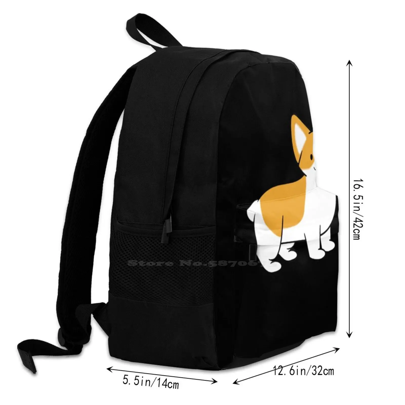 Skeeter The Corgi-Black Школьная сумка Большой вместительный рюкзак для ноутбука Корги