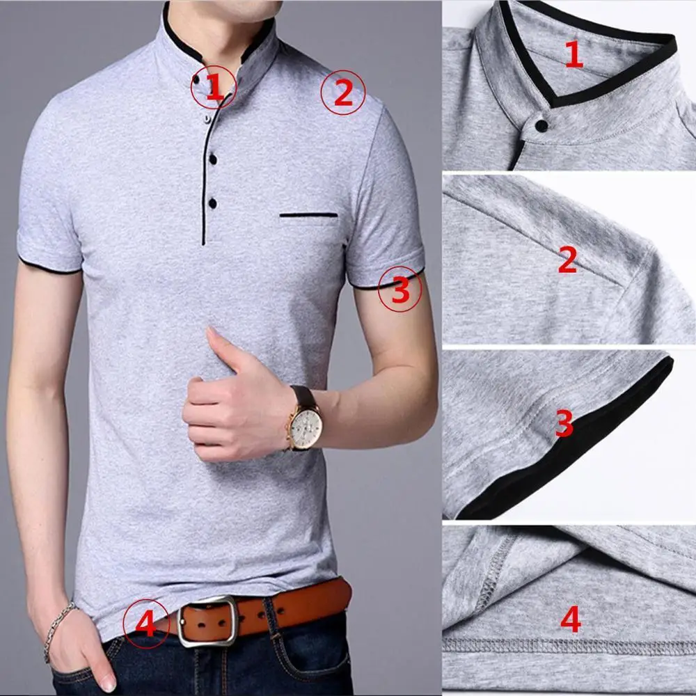 

Men Polo Shirts Short Sleeve Solid Polo Shirt Mens Camisa Polos Fashion Stand Collar Masculina Casual Cotton Tops Plus SizeM-4X