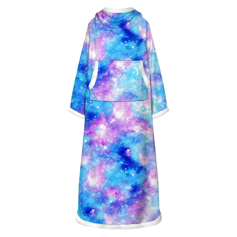 

Drop Shipping Wearable Winter Blanket Digital Printing Plush Fleece Blanket With Sleeves Soft Warm Outdoor Adult Lazy Blankets