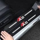 4 шт., автомобильные наклейки на пороги из углеродной кожи для Audi A6