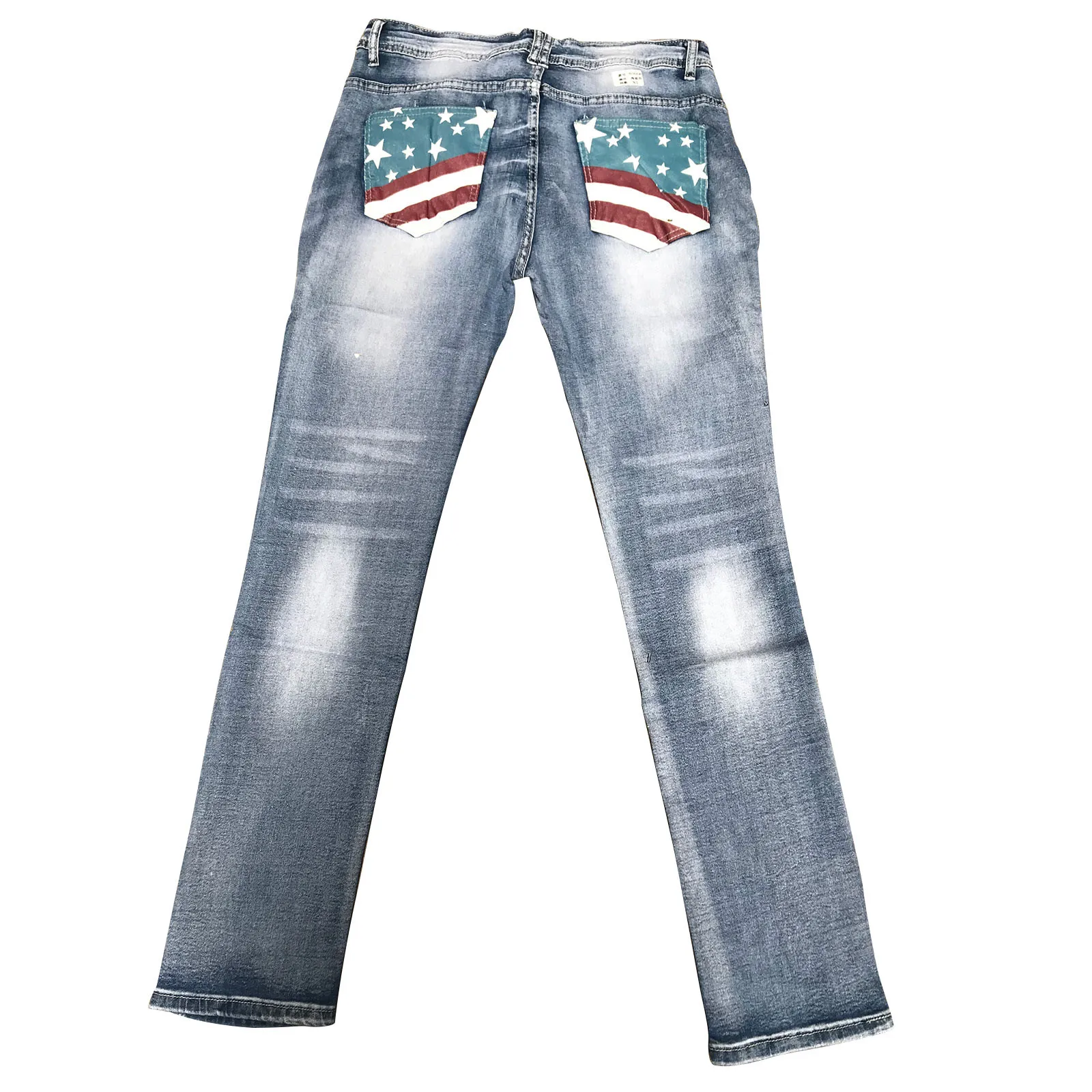 

Women's Jeans Slim Print Pocket Trousers Fashion Casual Ladies Mid Waist Button Denim Long Pants Summer Stretch Straight Pants