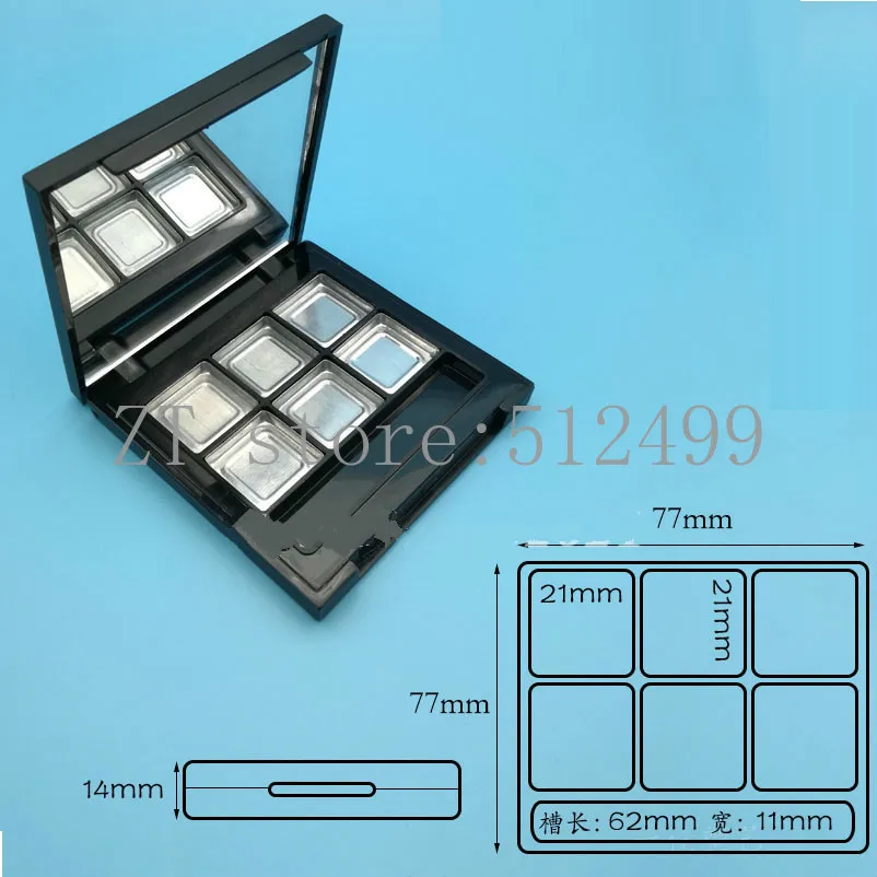 

6 grids 10pcs Empty Sqaure Beauty EQyeshadow Palette Case Makeup Accessories with Mirror Lipstick Box Eyebrow/Blush Compact