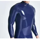 Комбинезон мужской латексный, на молнии, темно-синий и черный, ручной работы