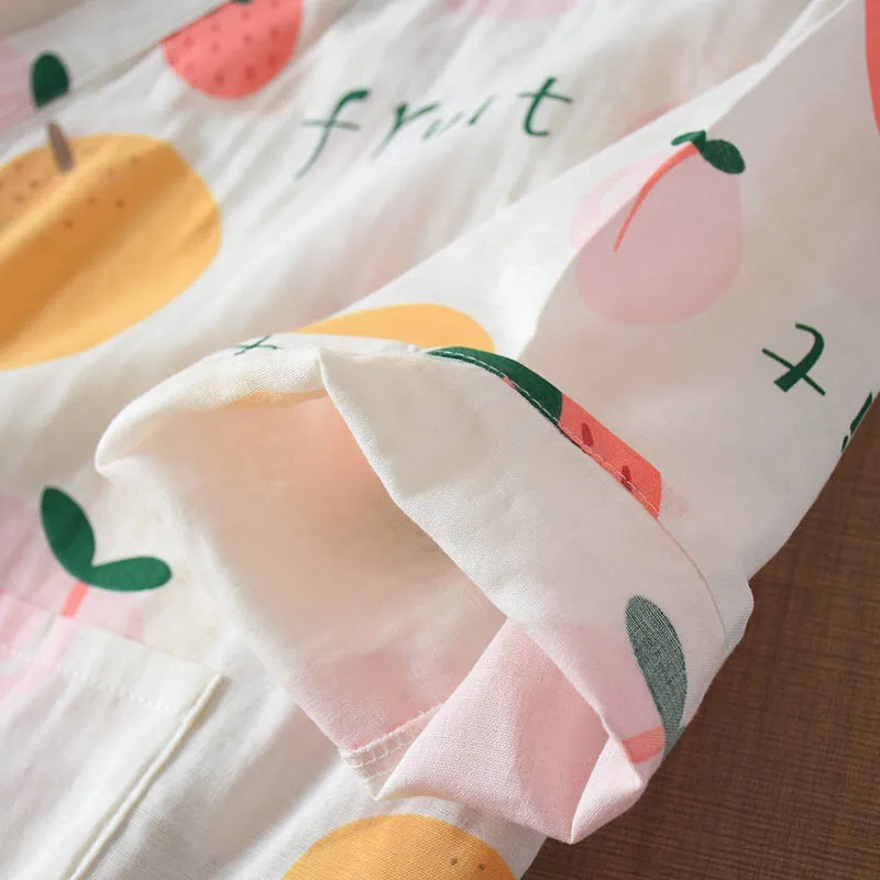 Халат женский комфортный из хлопка стильная газовая рубашка-кимоно с милым