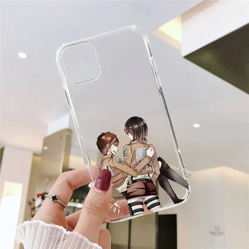 

Japan Anime Attack on Titan Phone Cases Transparent for iPhone 6 7 8 11 12 s mini pro X XS XR MAX Plus SE cover funda shell