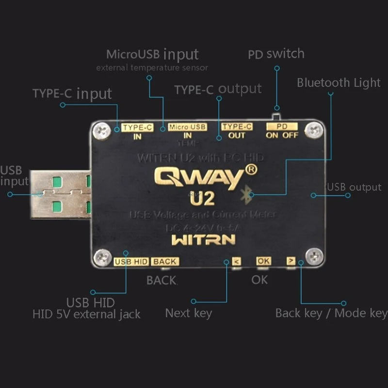 Улучшенный быстродействующий USB тестер QC4.0 + PD3.0 2 0 PPS 4 ~ 24 В 5 А|Измерители