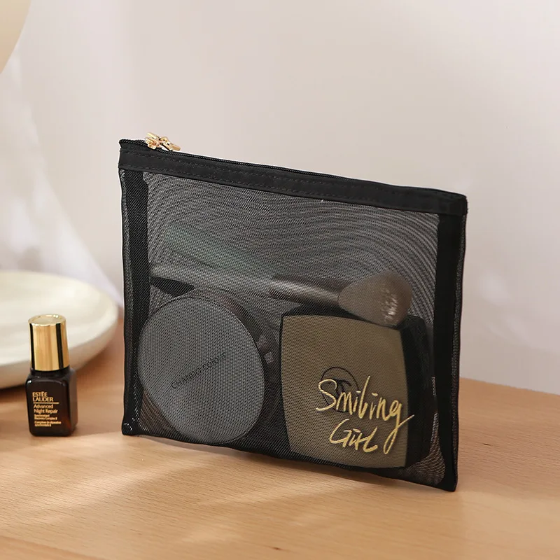 

Zipper Pouch Travel Cosmetic Organizer Case Mesh Makeup Toiletry Bag Supplies Accessories for Daily