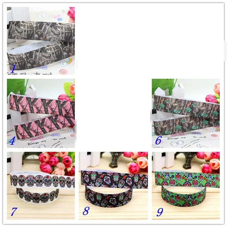 7/8 ''Бесплатная доставка головной убор с камуфляжным принтом черепа лента для