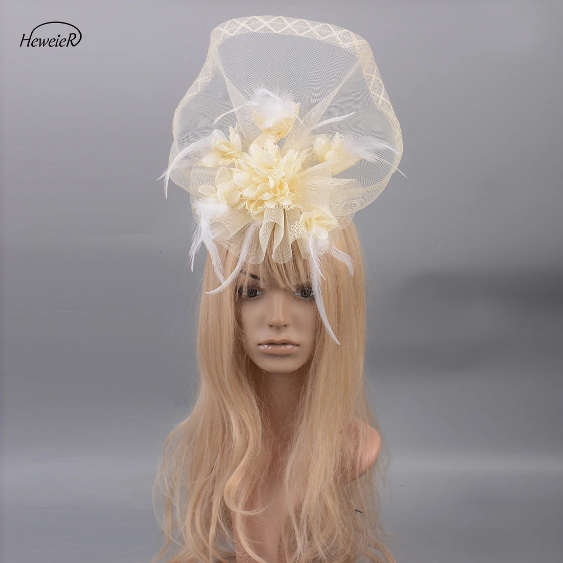 

Fashion Women Bride Wedding Races Cocktail Ascot Party Fascinators Top Hats Cap Flower Feathers Handmade Hair Clips Hairpieces