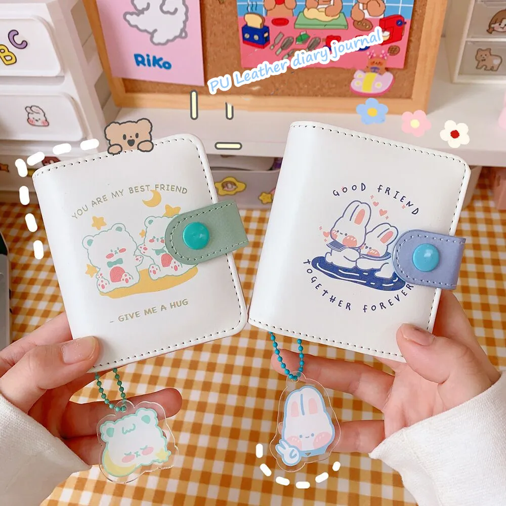 Мини блокнот MINKYS Kawaii из искусственной кожи с 3 кольцами|Записные книжки| |
