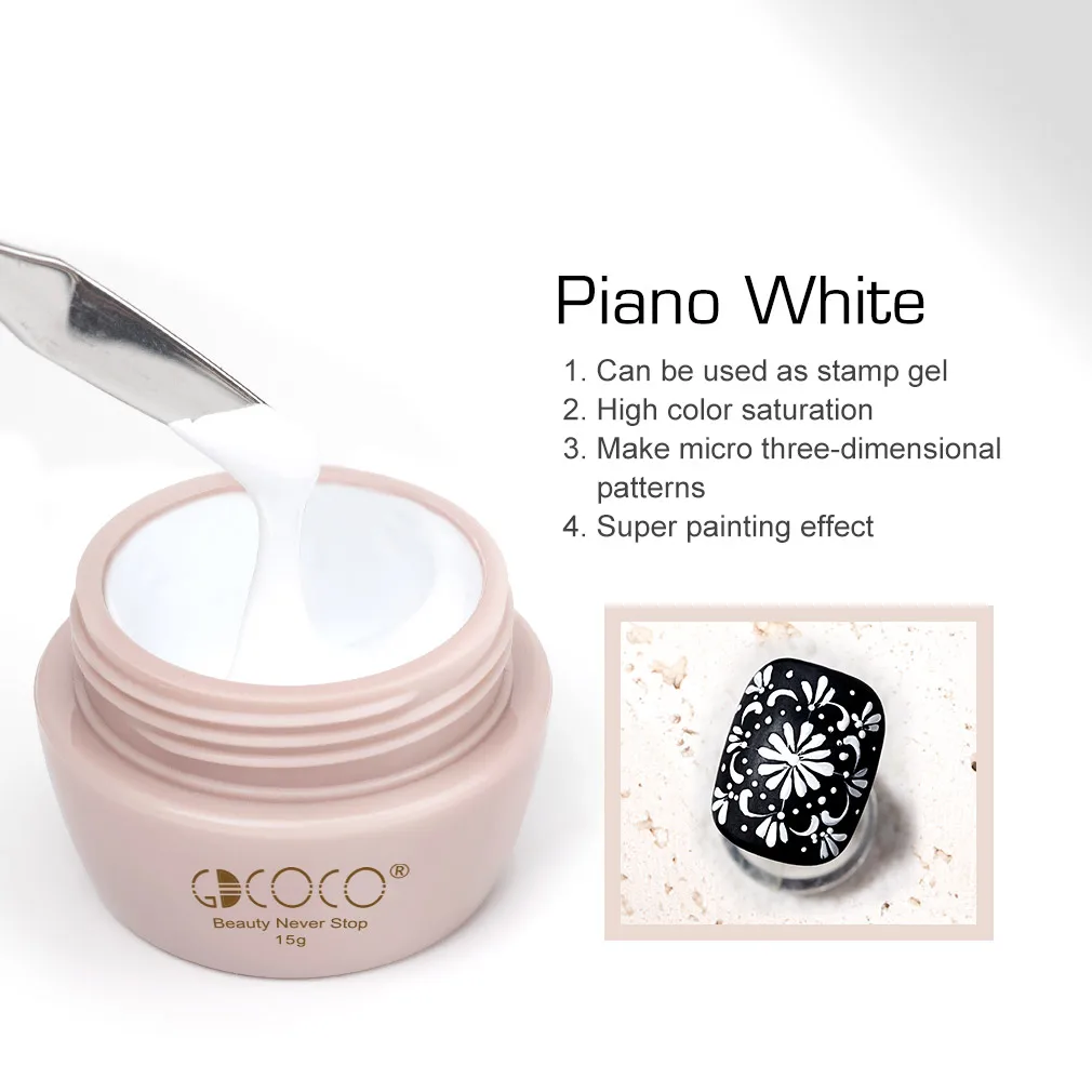 GDCOCO 15 г/банка однотонный гель для рисования дизайн ногтей чистый черный белый