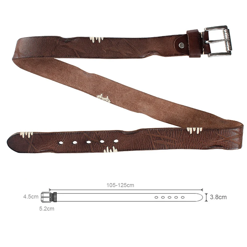 MEDYLA vintage leather belt for men's high-quality tough original leather without interlayer men's leather belt does not fade