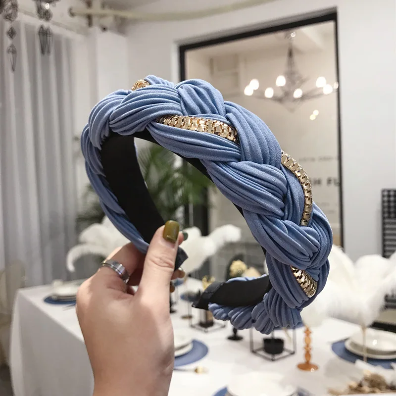 

Headband solid color pleated braid lady wide - edged hairband hair band bands for women bandanas diademas para el pelo mujer