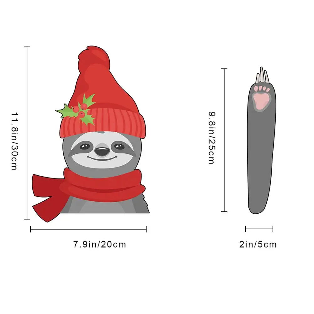 

Xmas Car Rear Windscreen Windshield Wiper Stickers Removable Reusable Waterproof and Flexible Cute Sloth Styling Decals