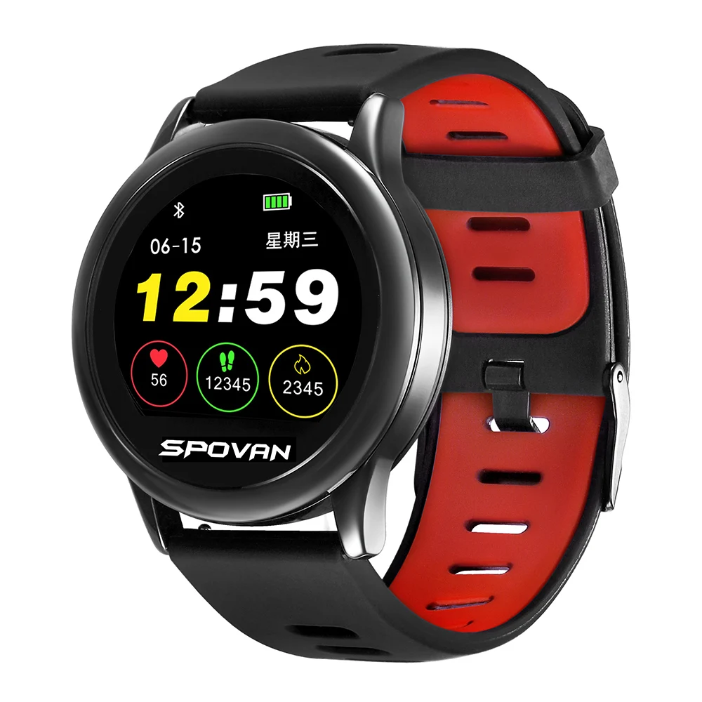Spovan SW001 умный сенсор пульса сенсорный круглый цветной экран часы напоминание о