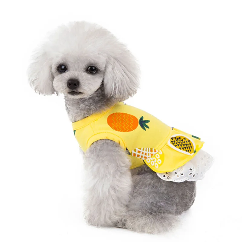 Одежда для домашних животных на весну и лето платье с принтом ананасов собак