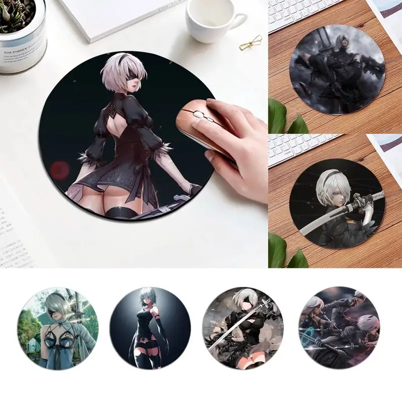 

YNDFCNB NieR Automata Rubber Gaming mousepad Desk Mat Comfortable Round Mouse Pad Planet Series Mat Desktop DIY Custom desk mat