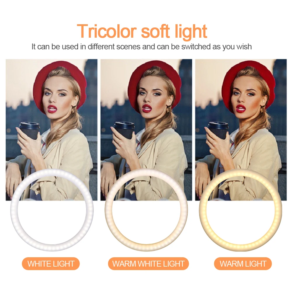 Светодиодный кольцевой светильник 16 см круглая лампа для селфи со штативом и