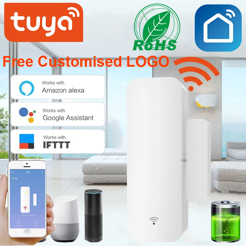 Wi Fi дверной сенсор открытой двери/закрытый Tuya Smart детекторы совместим с Alexa Google Home