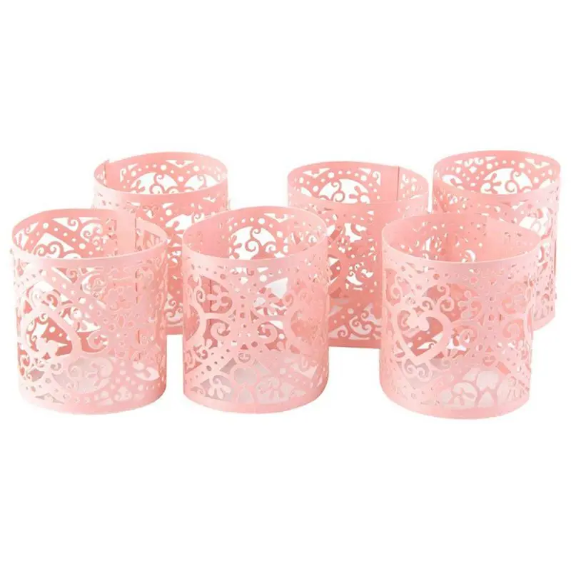 Новый-Лот из 6 шт. светодиодный абажур для свечи узор сердце украшение