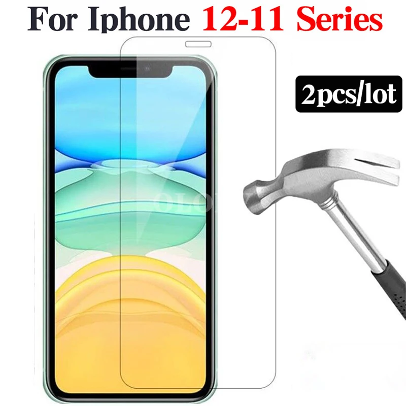 

2Pcs Tempered Glass For Iphone 12Pro Max 11 Pro Max 11Pro 12 Mini Iphone12 Pro Screen Protector Full Glue Protective Film Verre