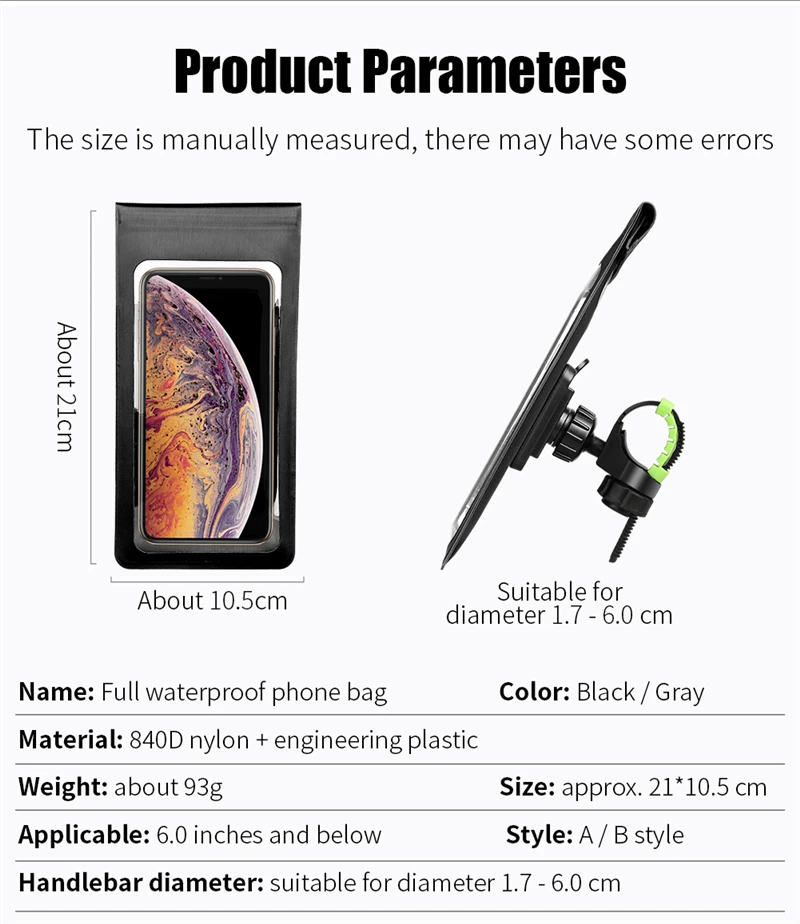 

WEST BIKING Bike Phone Holder Full Waterproof 6.0 inch Smart Phone Mount Bracket Cycling Bike Handlebar Phone Holder GPS Stand