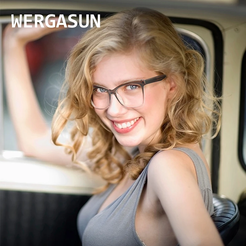 WERGASUN TR90 Женские оправы кошачий глаз женские брендовые дизайнерские оптические