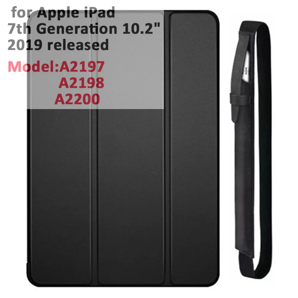 10.2 black pencil Для iPad Air 3-го поколения 10,5 чехол Smart Cover Trifold Stand мягкая задняя крышка для iPad Air 3 10,5 дюймов 10,2 7th Автоматический Режим сна/пробуждения - Цвет: 10.2 black pencil