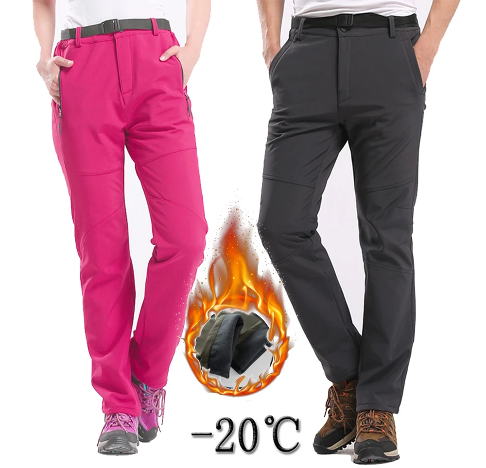 Лыжные брюки для улицы 20 градусов походные Зимние флисовые софтшелл мужские