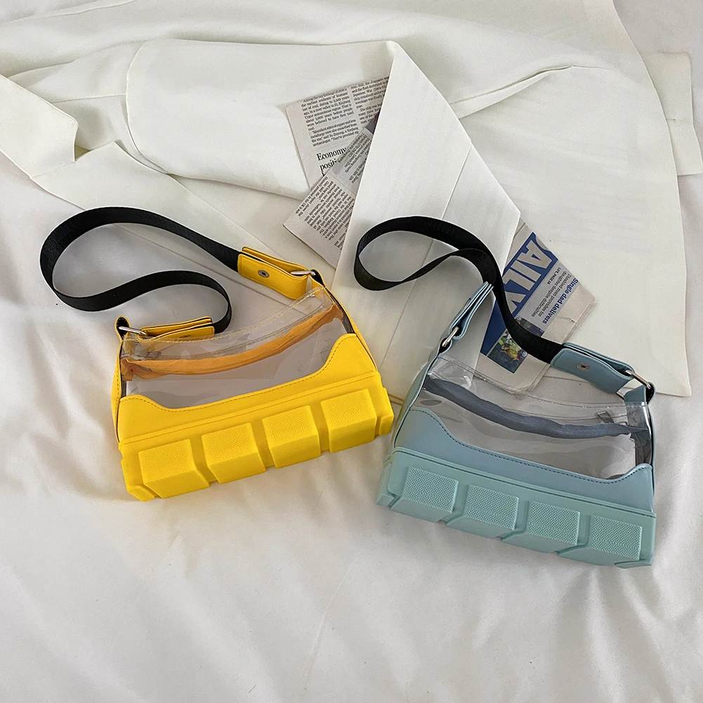 

2021 Новая модная прозрачная обувь ПВХ Форма подмышек сумки на ремне для женщин силиконовый; Повседневная одежда в стиле пэчворк; Женские мал...