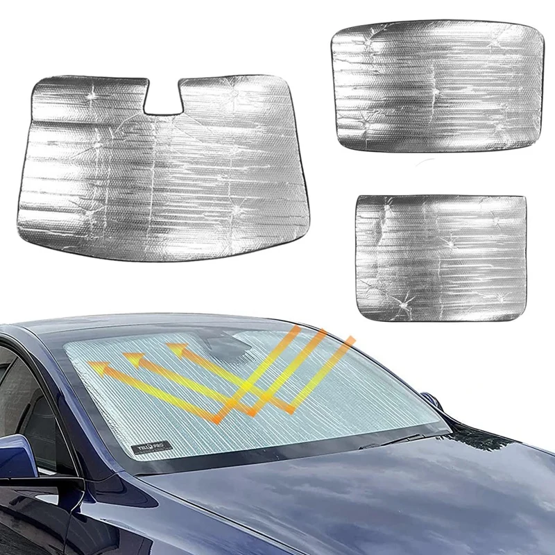 

3 шт. солнцезащитный козырек на лобовое стекло, для Tesla Model 3 2017-2021, солнцезащитный козырек на крышу, складной отражатель с защитой от УФ-лучей, ...