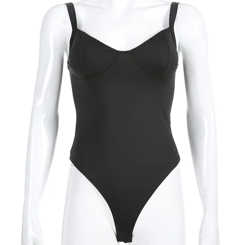 

Deep V Neck Fashion Black Bodysuit Women Elegant Sexy Body Spaghetti Strap Bodycon Jumpsuit Romper 2020 Summer Short