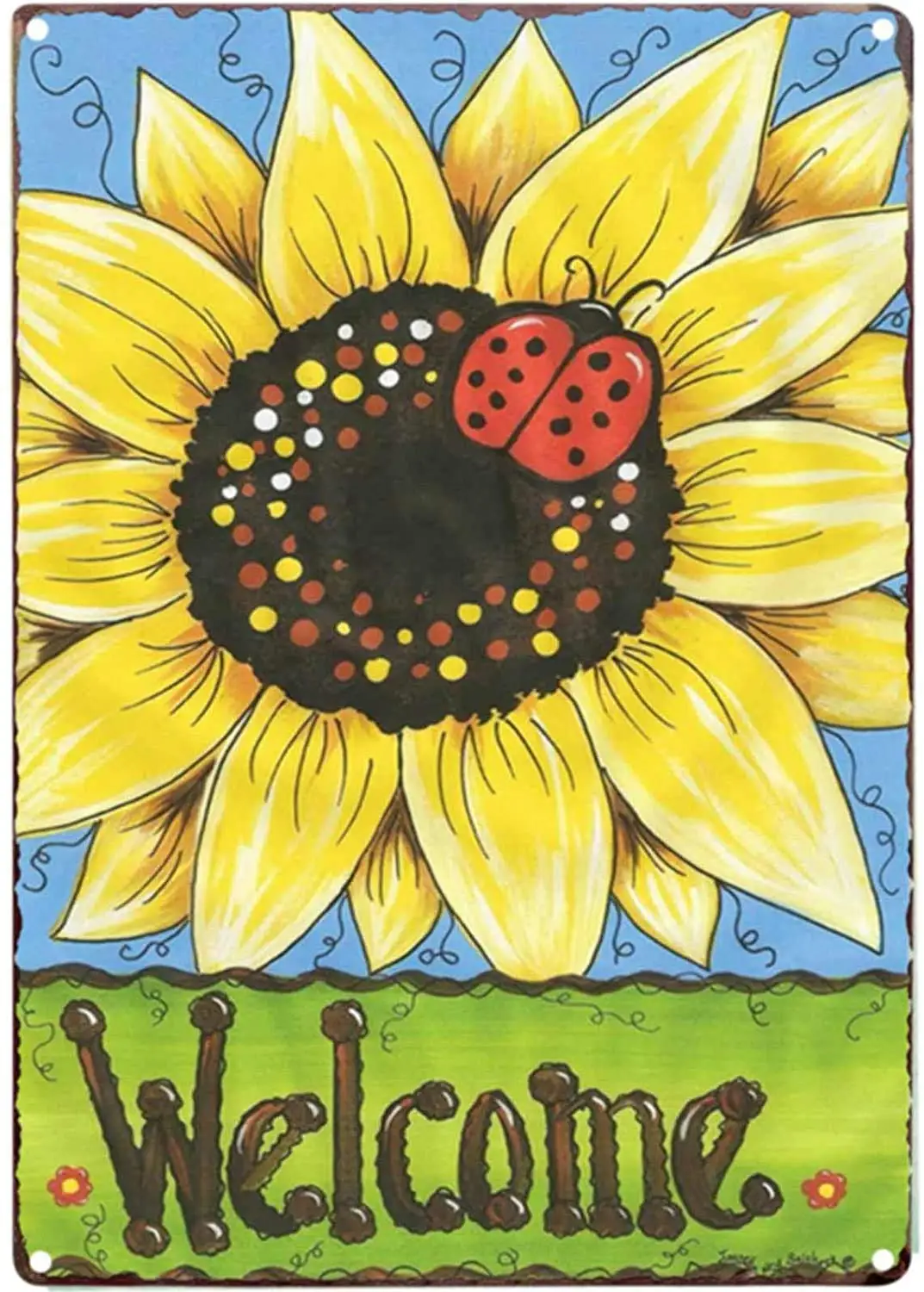 

Sunflower Welcome Sign Vintage Metal Wall Hanging Signs Home Garden Decoration Farmhouse Bathroom Decor Country Wall Art Signs 8