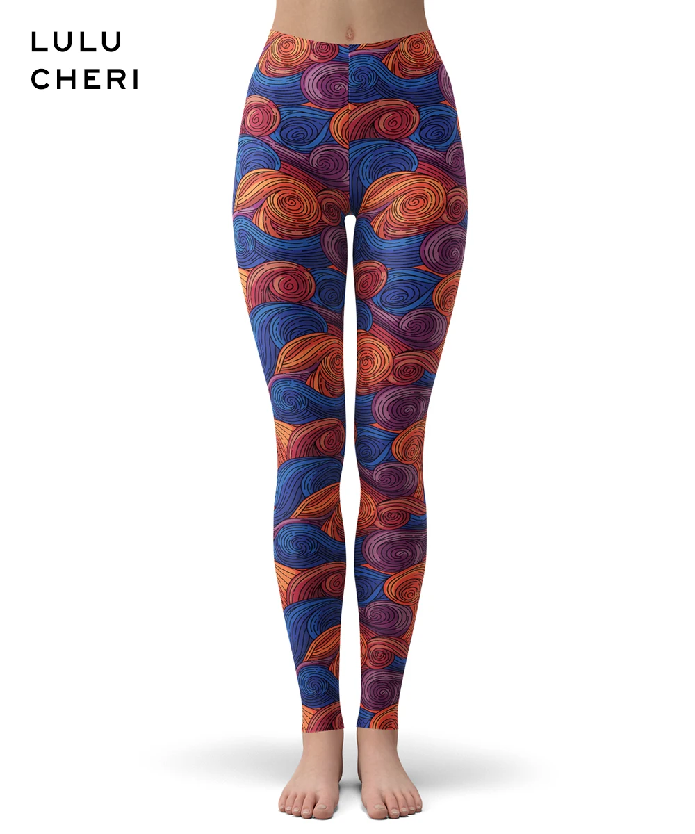 Abstract leggings Женские леггинсы с абстрактным рисунком, с рисунком солнца, звездного неба, с начесом, мягкие, обтягивающие, дышащие, тонкие, для фитнеса - Цвет: Abstract leggings