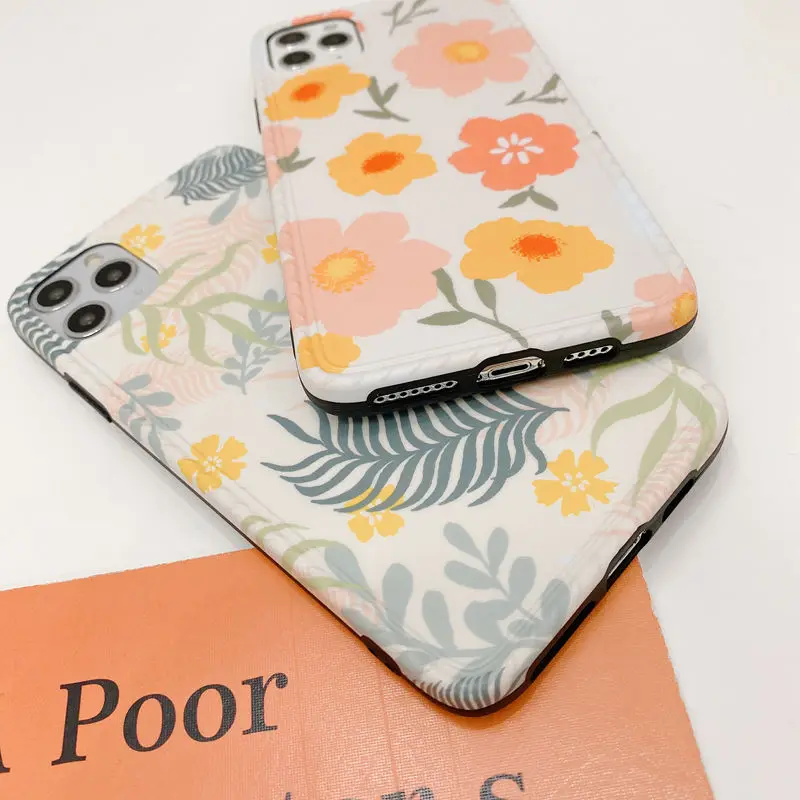 

Luxury Flower Shockproof Phone Case For iPhone 11 Pro XS Max XR X 8 7 Plus Floral Soft TPU Full Protective Back Cover