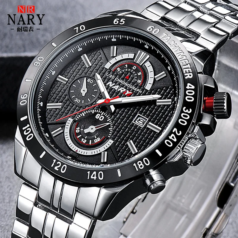 

Часы наручные мужские кварцевые с хронографом, брендовые Роскошные модные спортивные водонепроницаемые в стиле милитари, с кожаным ремешк...