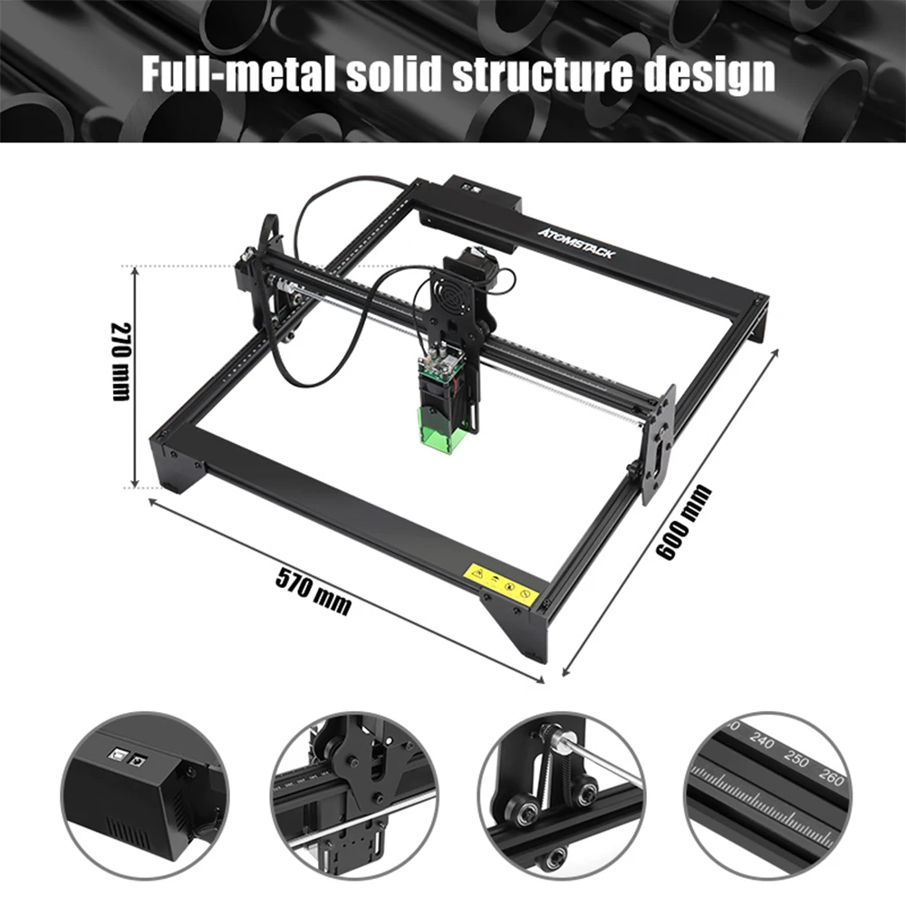 

ATOMSTACK A5 20W Laser Engraver CNC 410*400mm Carving Area DIY Engraving Cutting Machine Fixed-focus Laser Precise Scale Lines