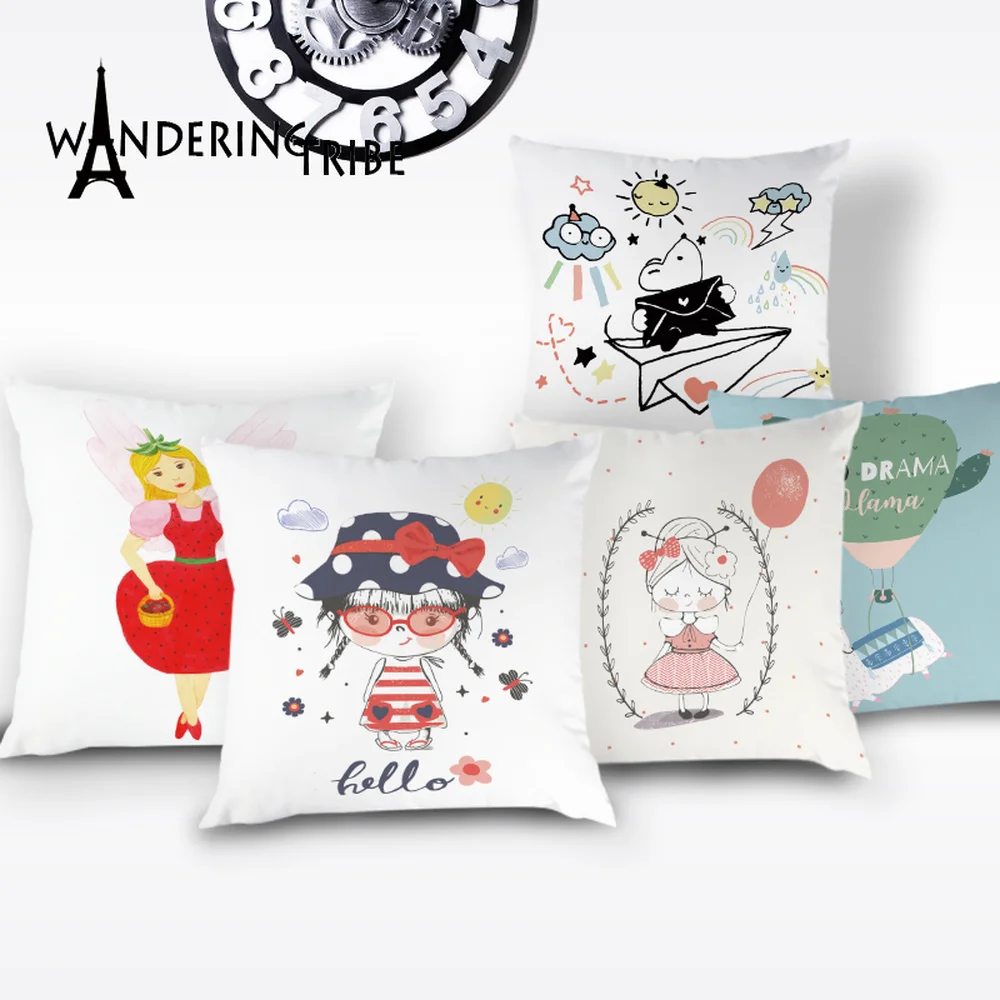 Розовый чехол для подушки с рисунком милого кролика декоративная подушка дивана