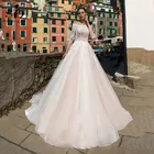 Платье Свадебное розовое с короткими рукавами и аппликацией, в стиле бохо