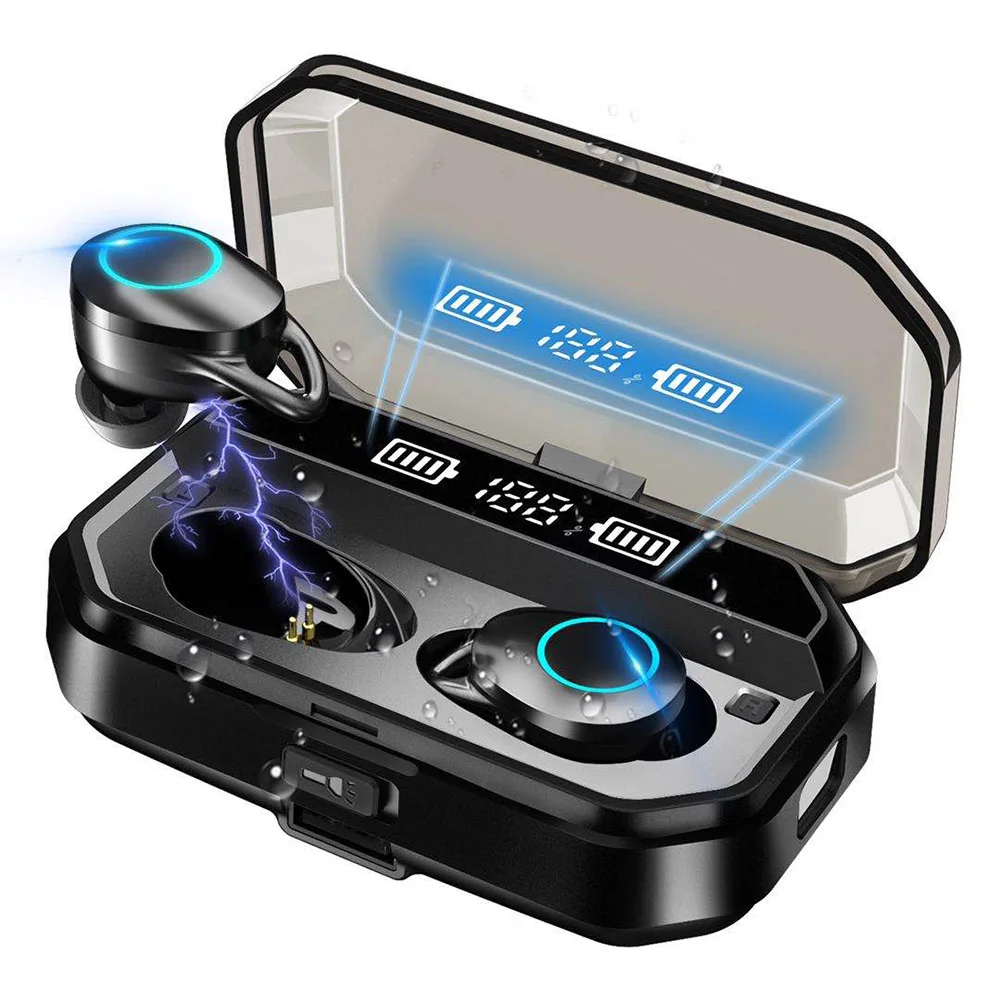 

TWS V5.0 Bluetooth Stereo Earphone Wireless Touch Control Earbuds LED Display Waterproof Sports Bluetooth Headset