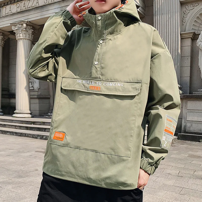 2019 половина на молнии комбинезон с капюшоном куртка Тренч пальто мужская