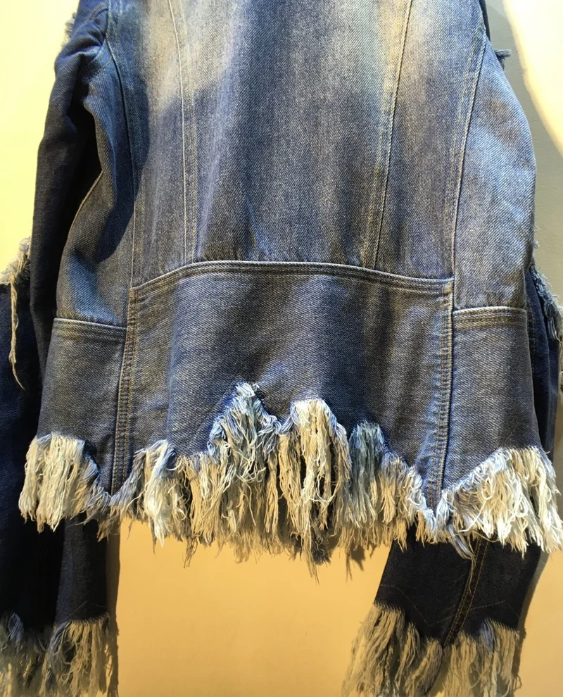 

Denim Jacket High Waist Time-limited Jaqueta Feminina Inverno Casaco Feminino Women's 2020 New Strapless Fringed Raw Tops Women