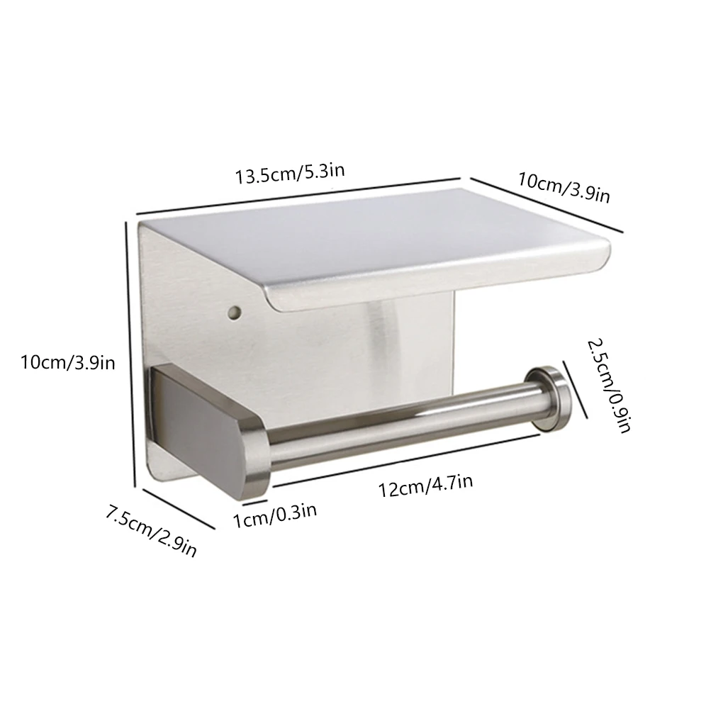 

Wall Mount Toilet Paper Holder Paper Towel Abrasion Resistant Corrosion Resistant Stainless Steel Stand Rack With Phone Holder